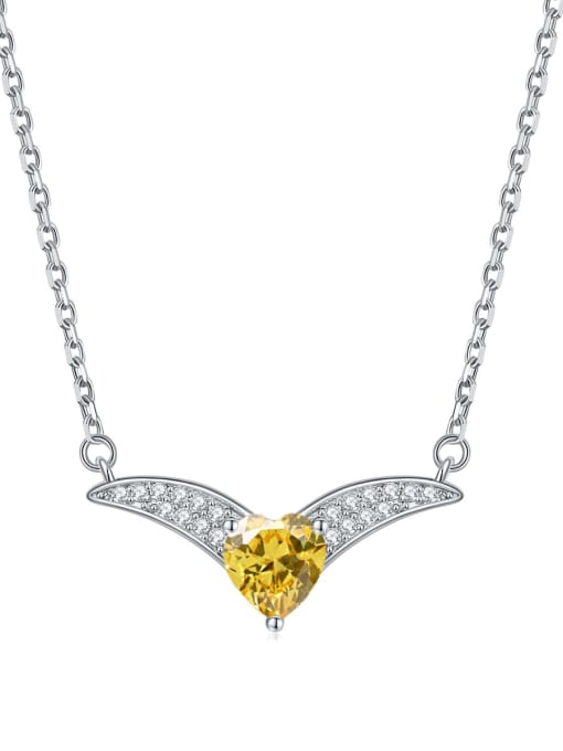Golden [November] 925 Sterling Silver Birthstone Heart Dainty V Shape Pendant Necklace